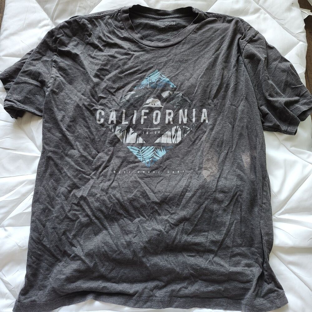 FIFTHSUN Men's Gray California Graphic Print Crew Neck T-Shirt Size 2XL